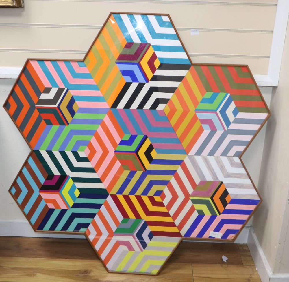 Lesley King, gouache hexagonal design 112 x 108cm